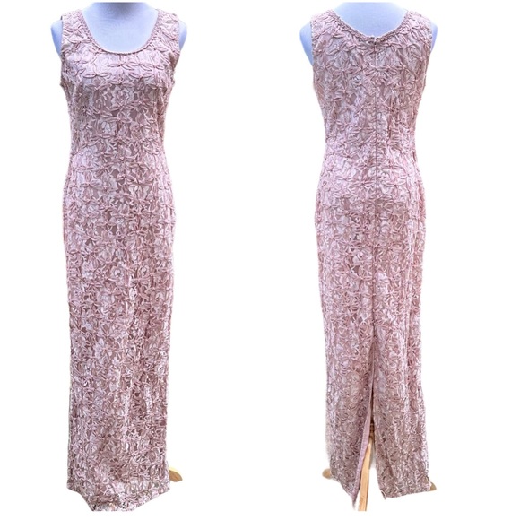 Scala Beaded Soutache Lace Gown Maxi Dress Pale Baby Pink Small Sleeveless - Picture 17 of 17